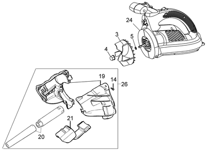Part Location Diagram of 90512539 Black and Decker Blower Assembly